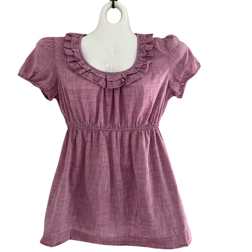 Motherhood pink mauve top puff sleeves